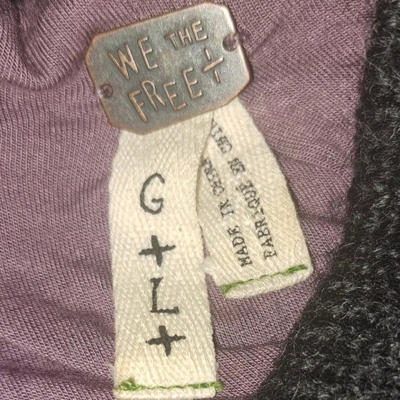 Free People We The People Cropped Grey Black Sweater Jacket Size Small B22#18 - Picture 5 of 11